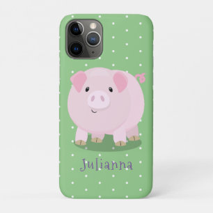 Capa Para iPhone 11 Pro Figura de desenho animado de porco, cor-de-rosa-br