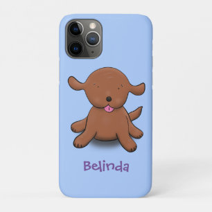Capa Para iPhone 11 Pro Figura de desenho azul de cachorro feliz e bonito