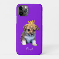 Filhote de cachorro Corgi fofo & Coroa Real em Vio