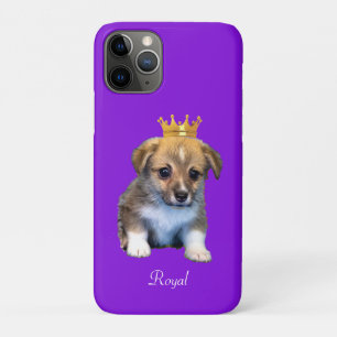 Capa Para iPhone 11 Pro Filhote de cachorro Corgi fofo & Coroa Real em Vio