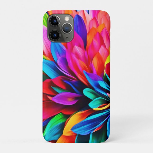 Capa Para iPhone 11 Pro Flor Abstrata Arco-íris Vibrante (Verso)