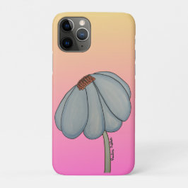 Capa Para iPhone 11 Pro Flor Azul com fundo rosa