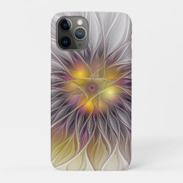Capa Para iPhone 11 Pro Flor Colorida Luminosa, Fractal Moderno Abstrato