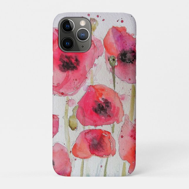 Capa Para iPhone 11 Pro Flor Flor Vermelho Flor Aquarela Bagagem (Verso)