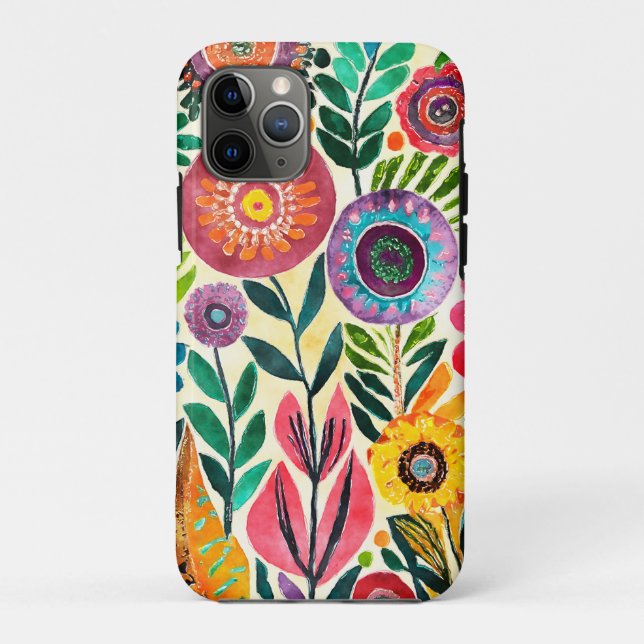 Capa Para iPhone 11 Pro Flor Hippie Divertido Padrão (Verso)