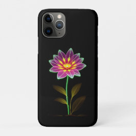 Capa Para iPhone 11 Pro Flor Néon Vibrante Com Folhas Verde Leves