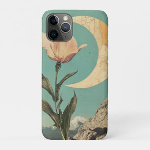 Capa Para iPhone 11 Pro Flor rosa e Lua Crescente