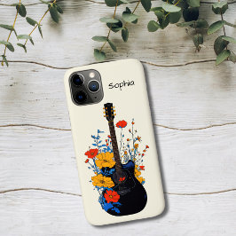 Capa Para iPhone 11 Pro Floral Guitar Art