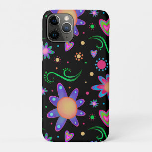 Capa Para iPhone 11 Pro Floral Negra Inspirividade Diversão Menina