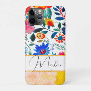 Capa Para iPhone 11 Pro Floral Watercolor Boho Patterno Tropical