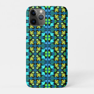 Capa Para iPhone 11 Pro Flores azuis e verdes