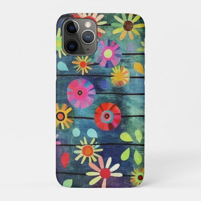 Capa Para iPhone 11 Pro Flores Boêmias Coloridas (Verso)
