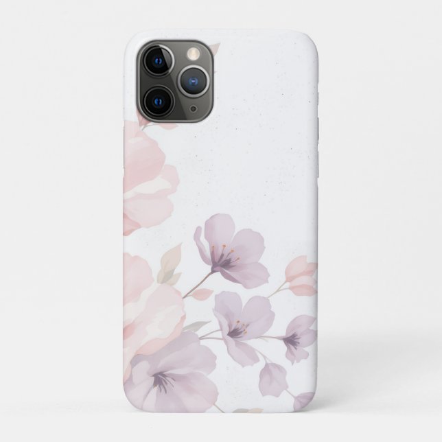 Capa Para iPhone 11 Pro Flores de Aquarela Pastel (Verso)