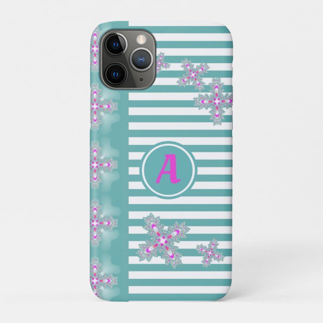 Capa Para iPhone 11 Pro Flores de Artdeco em Estilo Retroativo com monogra (Verso)