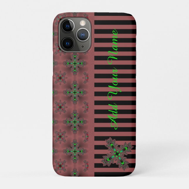 Capa Para iPhone 11 Pro Flores de Artdeco no Estilo Retroativo, Adicione S (Verso)