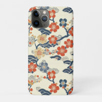 Flores de Ume Prunus Japonesa Onda Azul-Celeste Cr
