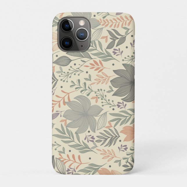 Capa Para iPhone 11 Pro Flores Desenhadas à Mão (Verso)