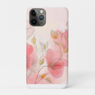 Capa Para iPhone 11 Pro Flores em Aquarela Fundo Elegante