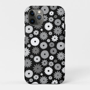 Capa Para iPhone 11 Pro Flores Monocromáticas Padrão de Repetição