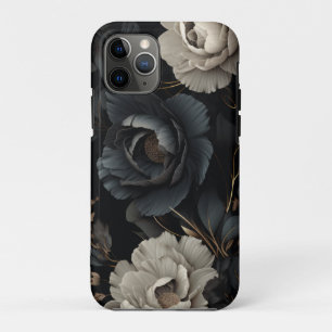 Capa Para iPhone 11 Pro Flores Pretas e Brancas