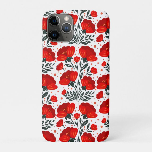Capa Para iPhone 11 Pro Flores vermelhas (Verso)