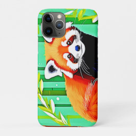 Capa Para iPhone 11 Pro Floresta Red Panda Bamboo