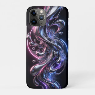 Capa Para iPhone 11 Pro Fluxo de Cromo Líquido - Arte 3D Abstrata Futurist