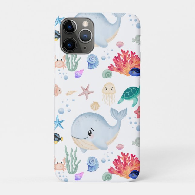 Capa Para iPhone 11 Pro Fofa sob o mar (Verso)