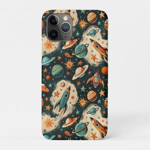 Capa Para iPhone 11 Pro Foguete Cósmico Retro Quadrinho Explosão de Estrel