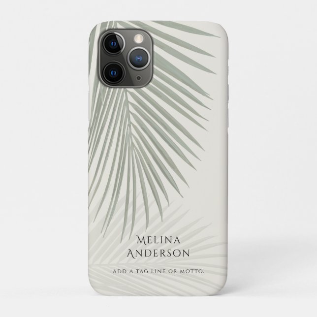 Capa Para iPhone 11 Pro Folha de Palmeira Tropical Minimal Moderna (Verso)