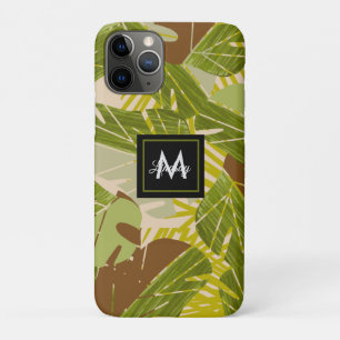 Capa Para iPhone 11 Pro Folhagem Marrom de Selva Desenhada à Mão