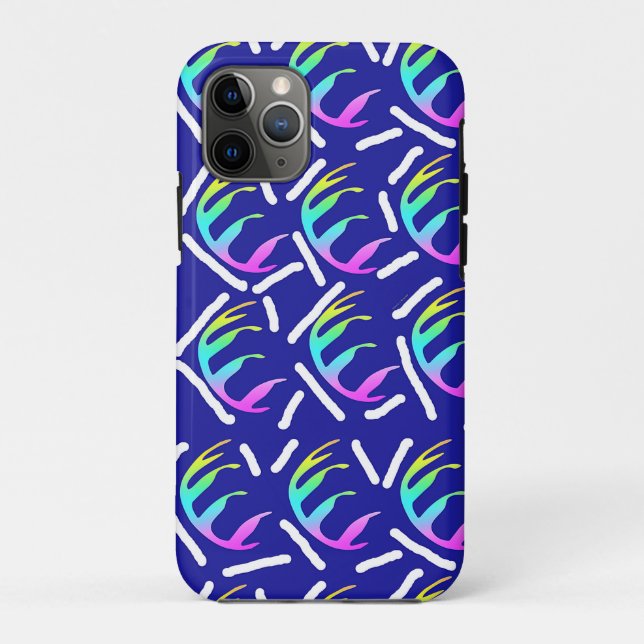 CAPA PARA iPhone 11 PRO FOLHAS ABSTRATO RAINBOW (Verso)