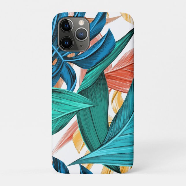 Capa Para iPhone 11 Pro Folhas de palma exóticas tropicais (Verso)
