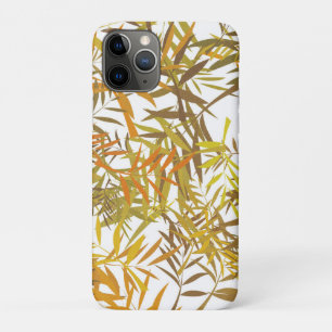 Capa Para iPhone 11 Pro Folhas de Salgueiro Douradas, Bronze e Marrons