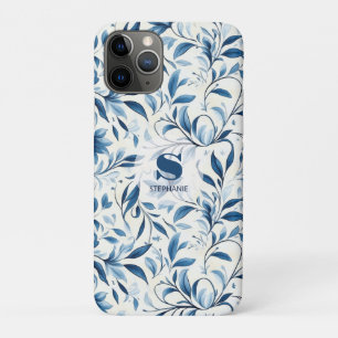 Capa Para iPhone 11 Pro Folhas de salsa azul Elegante - Fundo branco (1)