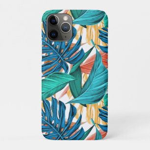 Capa Para iPhone 11 Pro Folhas tropicais coloridas, design de padrão exóti