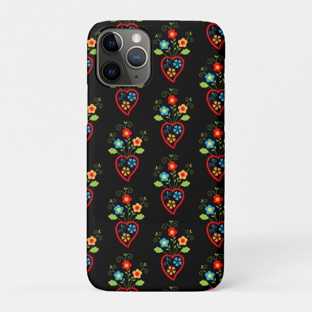 Capa Para iPhone 11 Pro Folheie português florescendo padrão cardíaco (Verso)