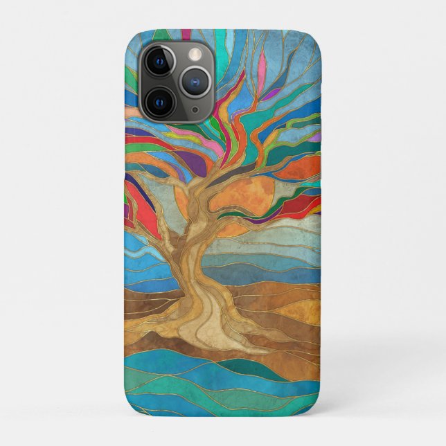 Capa Para iPhone 11 Pro Foliage Fantasy Mosaic Tree (Verso)