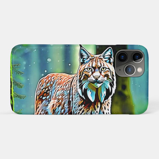 Capa Para iPhone 11 Pro Forest Lynx Gaze Design (Verso (horizontal))