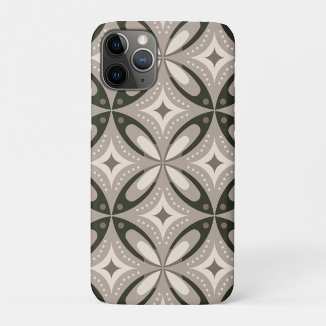 Capa Para iPhone 11 Pro Formas circulares retrô bege e marrom (Verso)