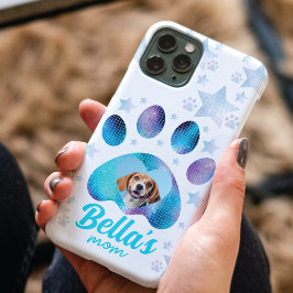 Capa Para iPhone 11 Pro Foto de Mãe de Cachorro Estrelas Azuis Personaliza