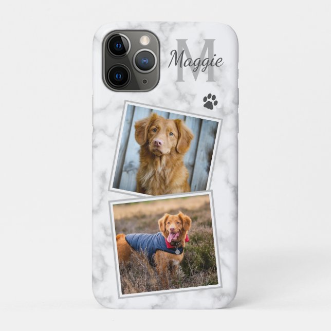 Capa Para iPhone 11 Pro Foto personalizada Pet Dog Na moda Monograma Foto (Verso)