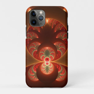 Capa Para iPhone 11 Pro Fractal vermelho-laranja abstrato moderno e lumino