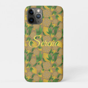 Capa Para iPhone 11 Pro Fruta de Limão de Taupe de Aquarela Personalizada