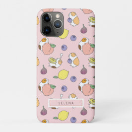 Capa Para iPhone 11 Pro Frutas e padrão de porco guineense em cor de pêsse