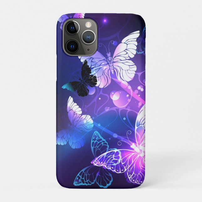 Capa Para iPhone 11 Pro Fundo com Borboletas Noturnas (Verso)