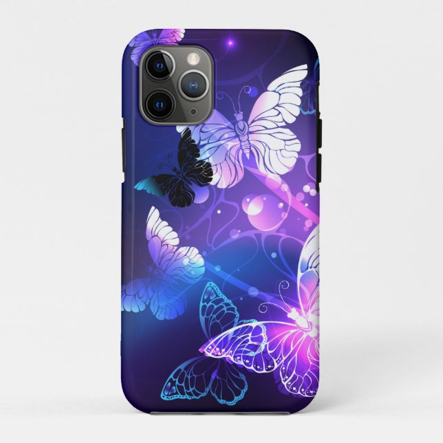 Capa Para iPhone 11 Pro Fundo com Borboletas Noturnas (Verso)