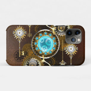 Capa Para iPhone 11 Pro Fundo Rusty Steampunk com Lentes Turquesa