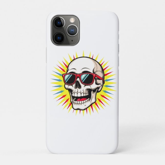 Capa Para iPhone 11 Pro **Funny Skull With Sunglasses – Cartoon Laughing S (Verso)