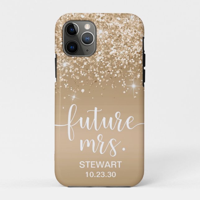 Capa Para iPhone 11 Pro Futuro Caso Gold Glitter Case-Mate iPhone Case (Verso)